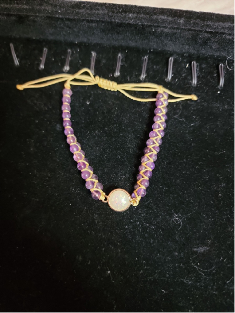 Natural Amethyst Stone Bracelet White Opal Gemstone Charm Bracelet Handmade